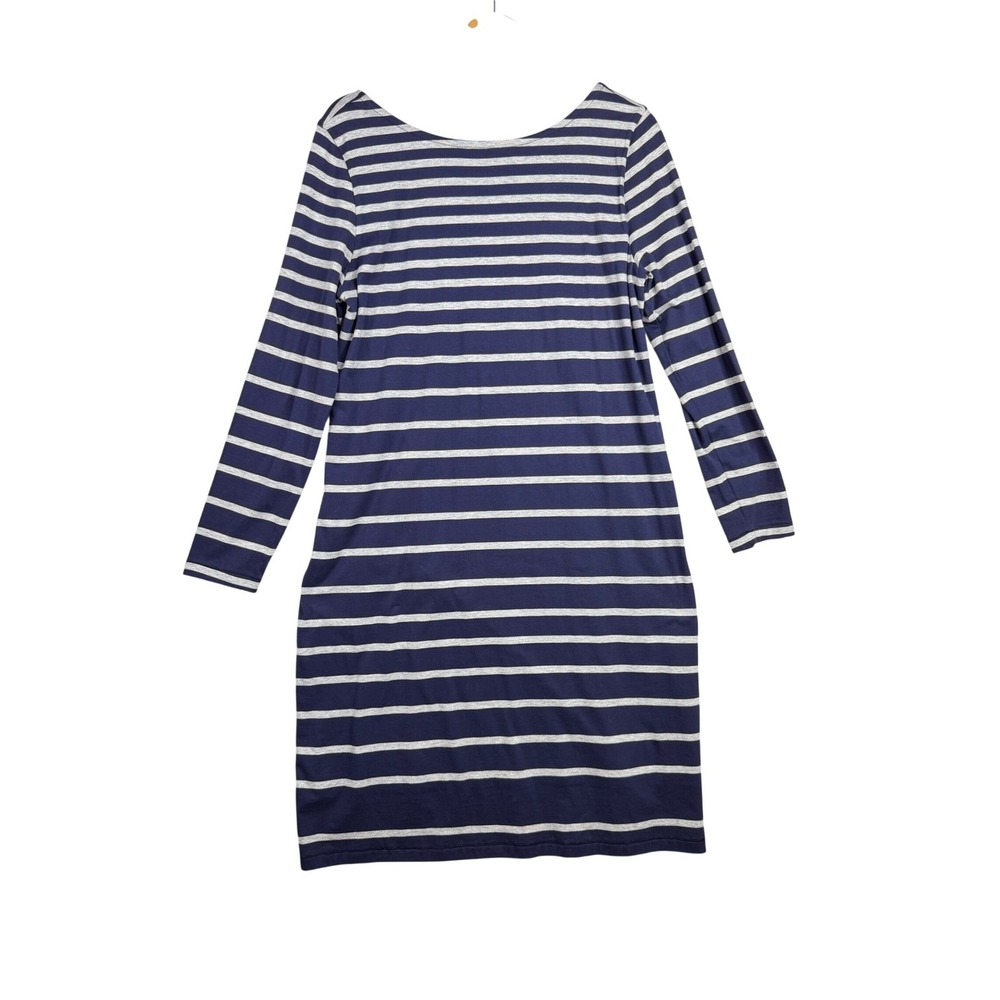 New Soft Surroundings Bridgeport Striped Long Sleeve Dress size Medium Blue/Gray